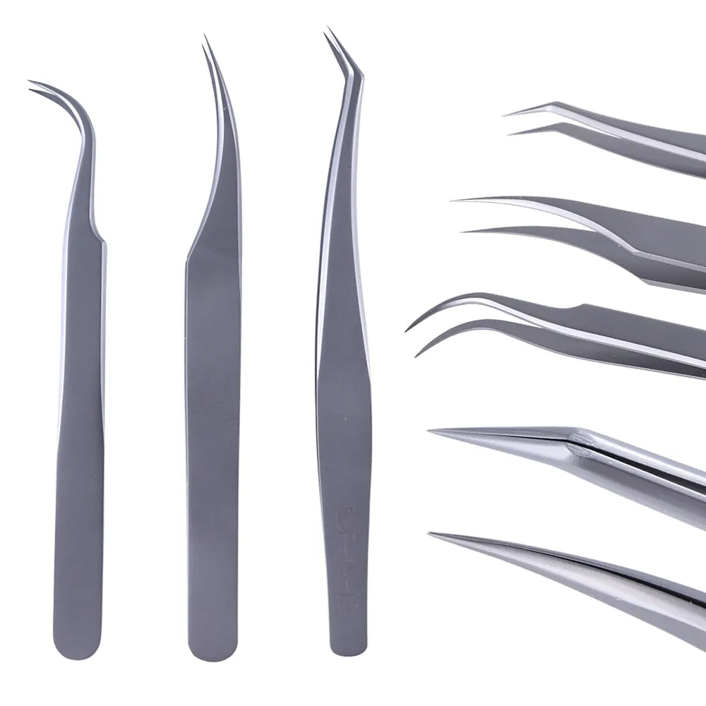 1pc Professional Eyelash Tweezers Stainless Steel Curved Eyelash Extension Clip Eye Brow Trimmer Nail Art Tool Manicure SAMJP1-3