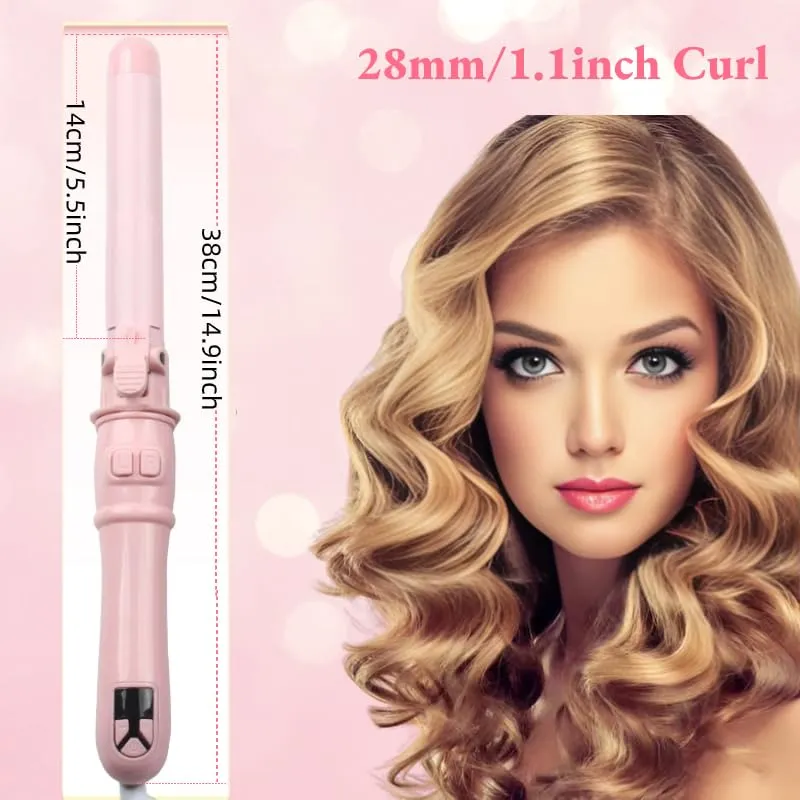 2024 Newest Automatic Curling Wand Rotating Curling Iron, Professional 28mm/1.1 Inch Hair Curler Hair Styling Irons Fast Heating Wand for Medium/Long Hair