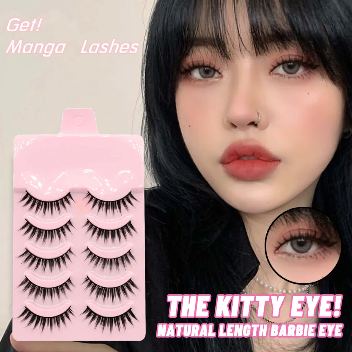 5 Pairs Manga Makeup Artificial Fake Eyelashes