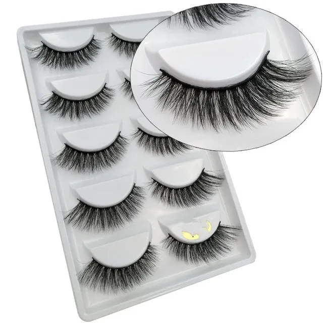 5 pairs Natural False Eyelashes 3d Mink Lashes Soft Eyelash