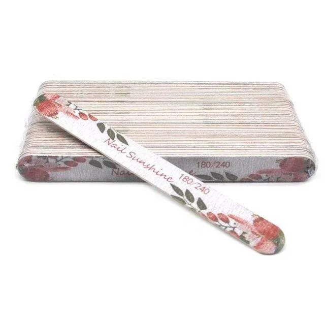 50 Pcs/Lot Strong Wooden Nail Files Buffer Emery Board Edge Nails File 100/120/150/180/240 Accessory Salon Pedicure Tools