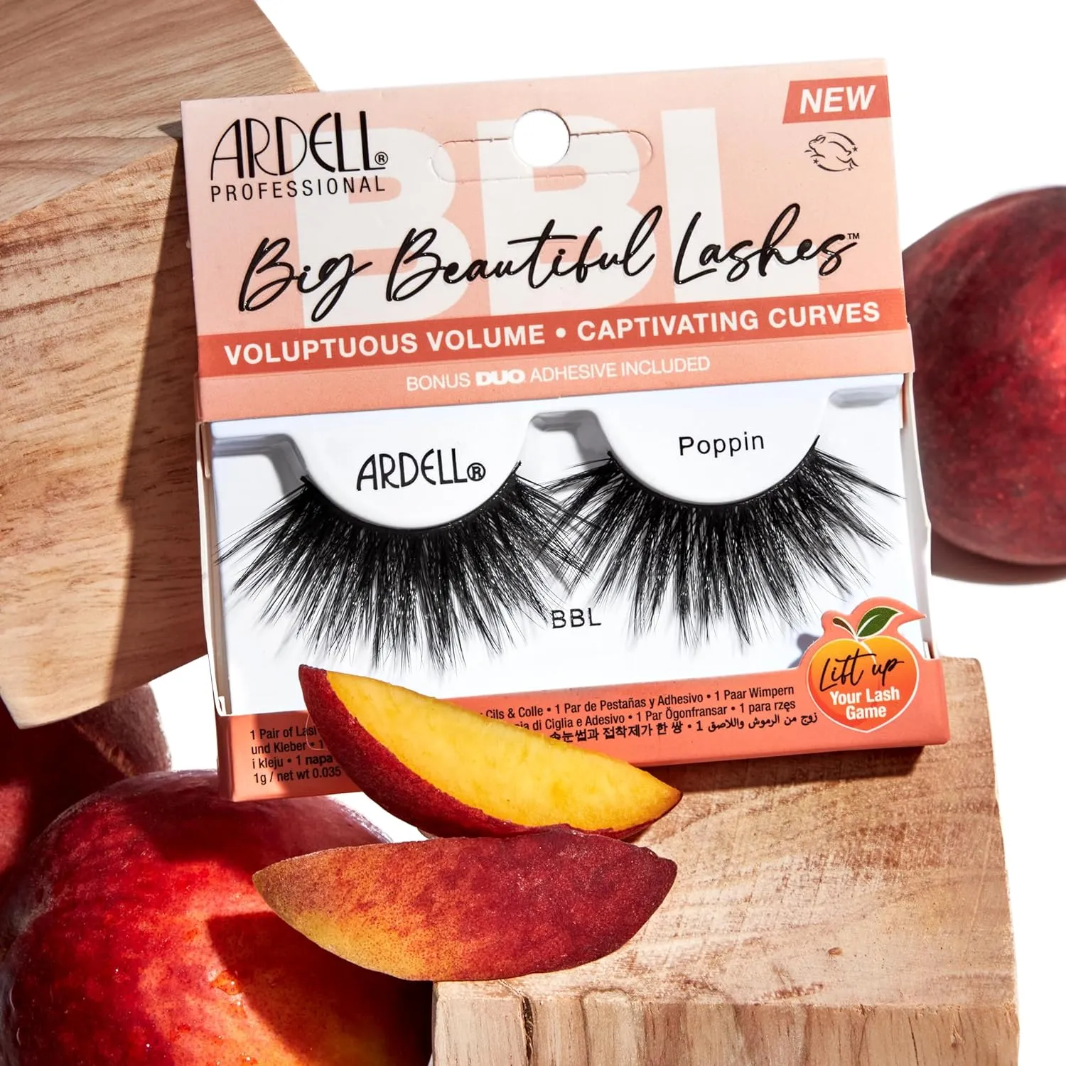 Ardell Big Beautiful Lashes Poppin False Eyelashes, Duo Adhesive Included, Maximum Volume, 23 mm Length, Vegan Friendly, 1 Pair (Pack of 1)