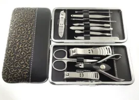 BEAUTY BON 12-PIECE STAINLESS STEEL MANICURE AND PEDICURE NAIL CLIPPERS SET WITH PORTABLE CASE