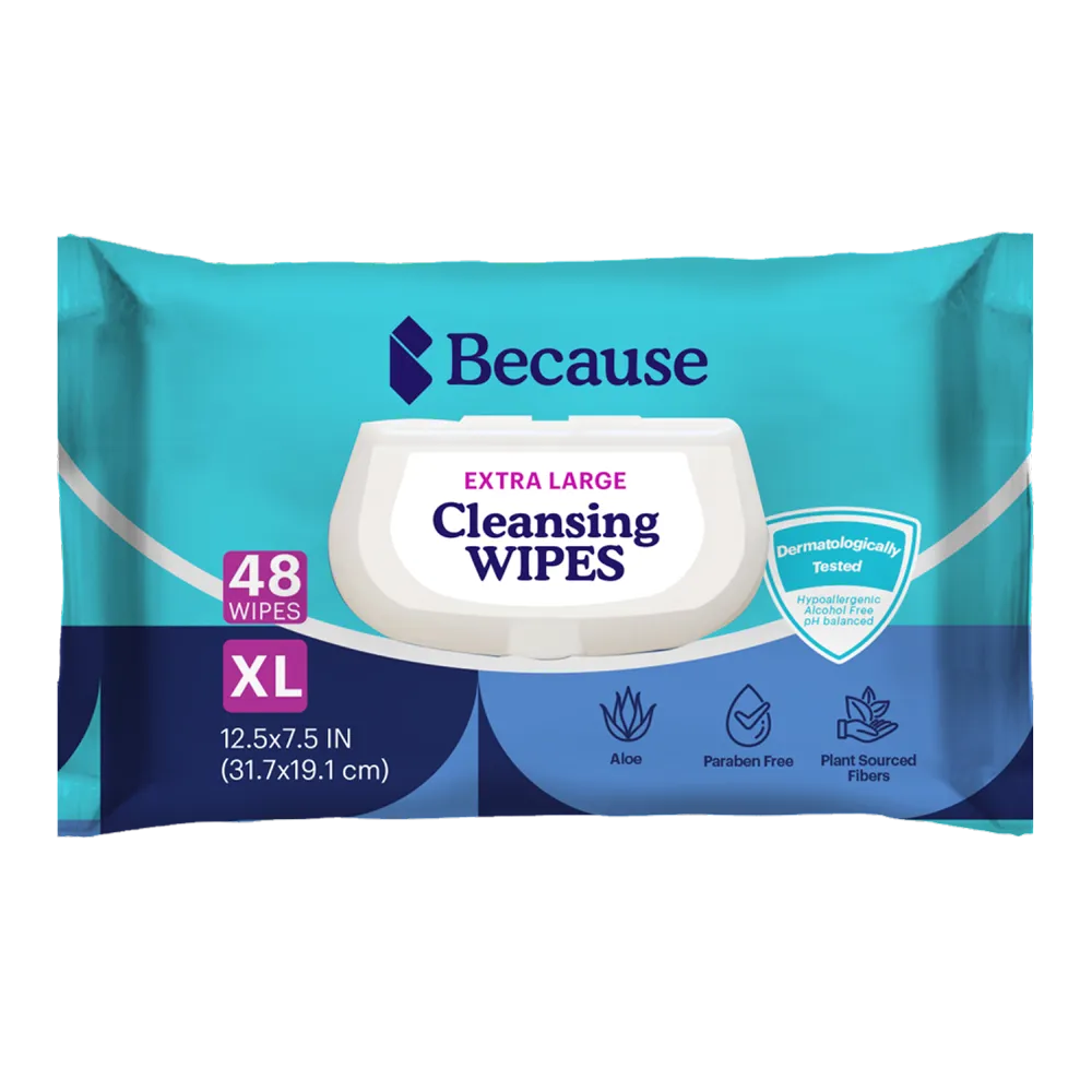 Because Extra Large Cleansing Wipes