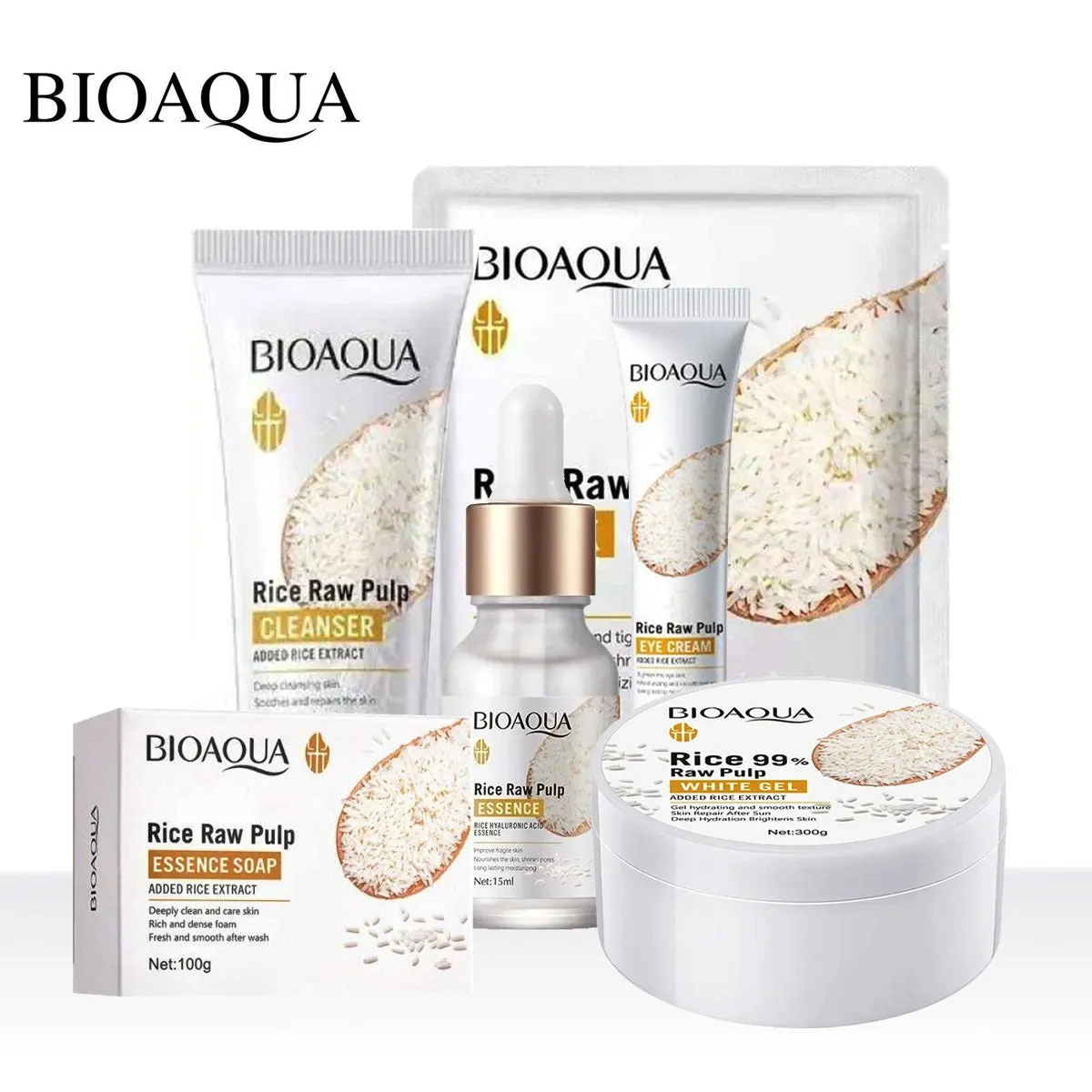 BIOAQUA Pack Of 6 Rice Raw Pulp Glow Moisturizing Series