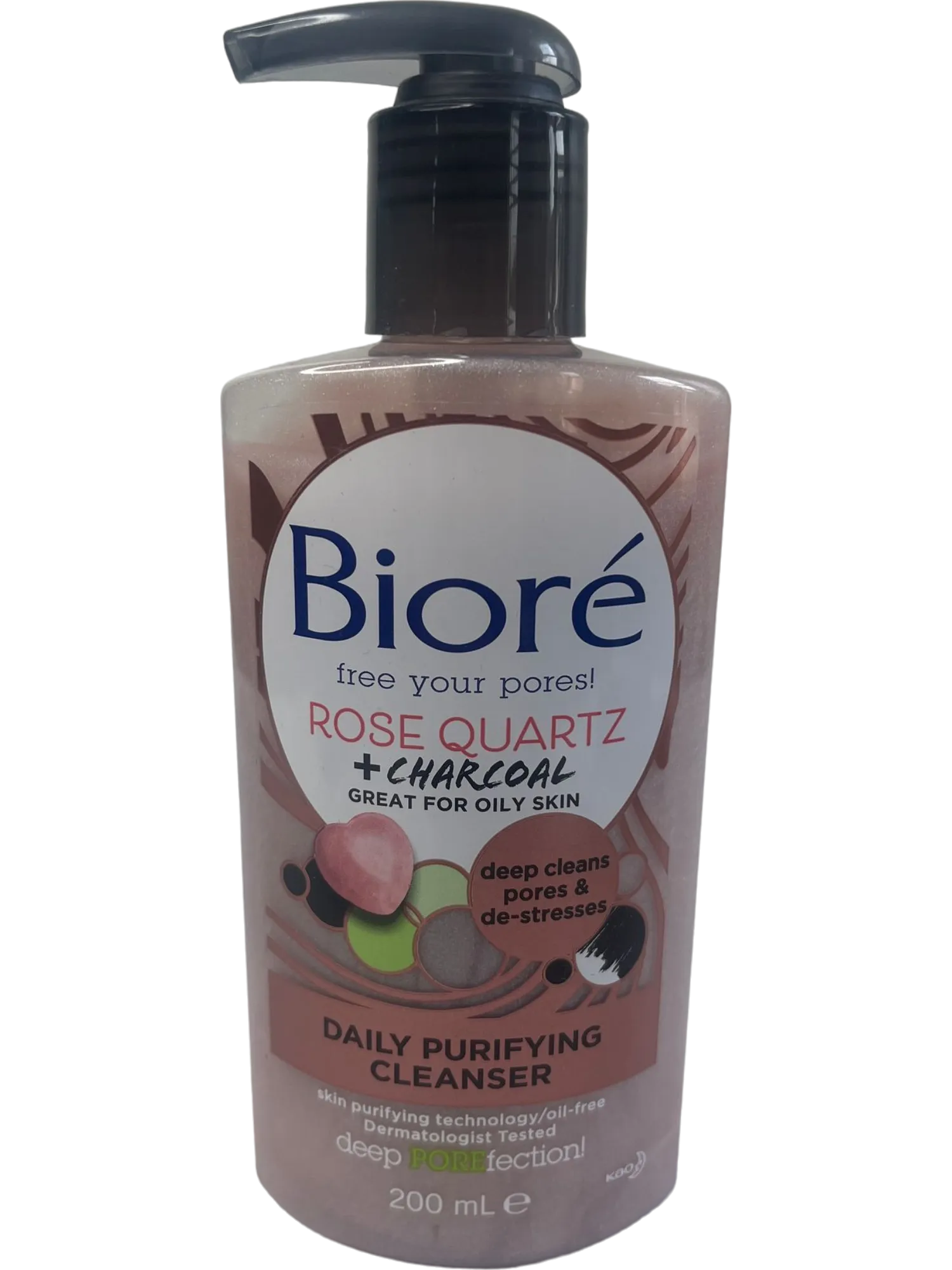 Biore Rose Quartz & Charcoal Purifying Face Wash Cleanser for Oily Skin 200ml