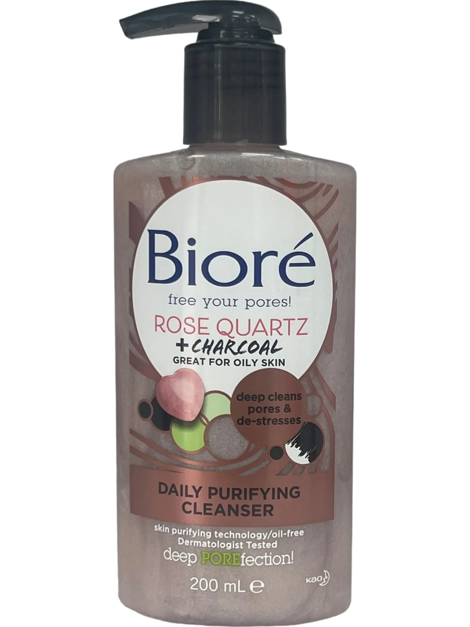 Biore Rose Quartz & Charcoal Purifying Face Wash Cleanser for Oily Skin 200ml