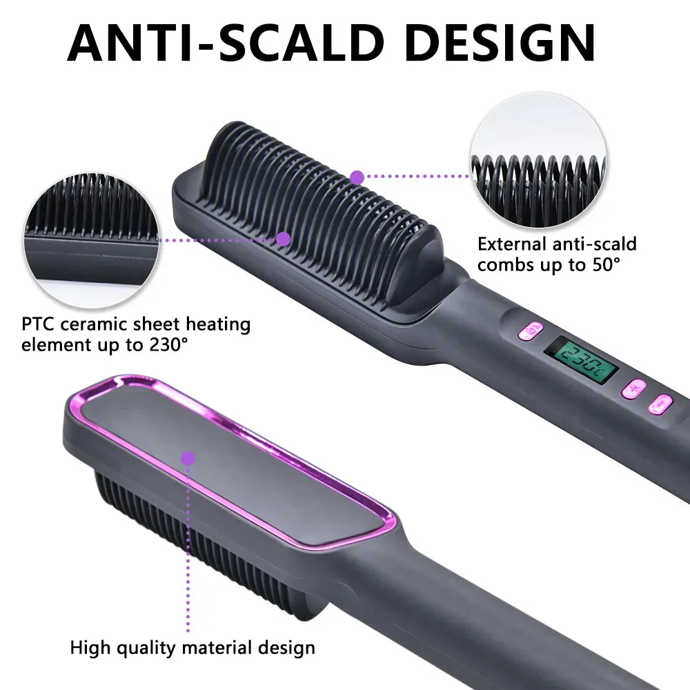 Hair Straightener with Brush, Straightening Comb - Flat Iron Brush #1 Hair Styling Tool