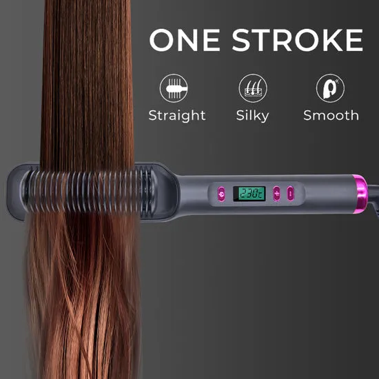 Hair Straightener with Brush, Straightening Comb - Flat Iron Brush #1 Hair Styling Tool