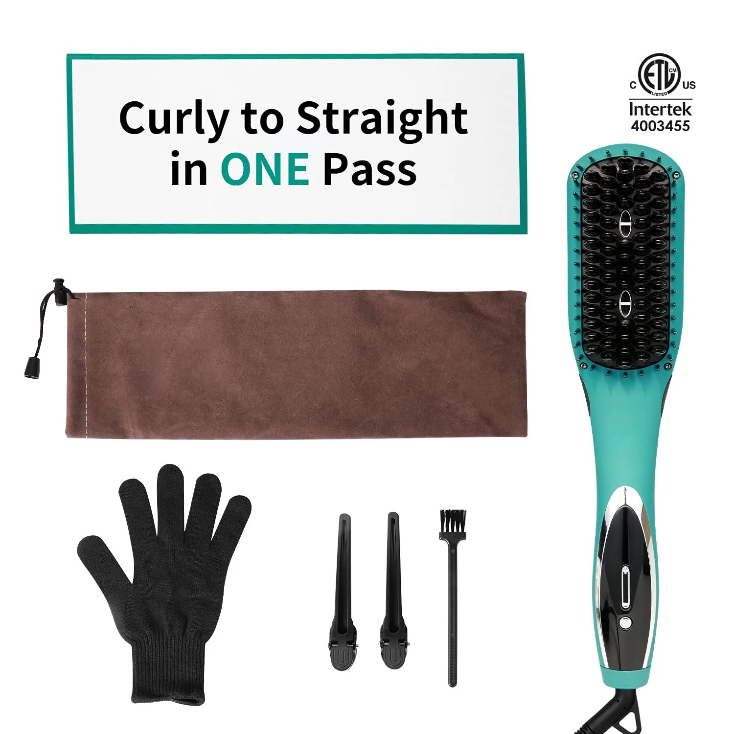 Heat Comb Hair Straightening Brush with Fast Heating Ceramic Element