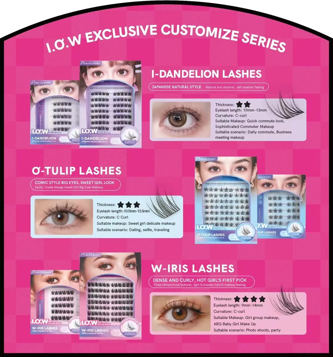 MLEN DIARY Eyelashes I.O.W Eyelash Series 6D Eyelash Extensions Korean Eyelash Extension 闪接女团韩系甜酷假睫毛