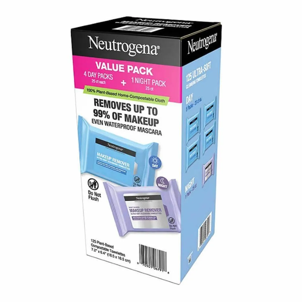 Neutrogena - Makeup Remover & Night Calming Cleansing Towelettes - 25 Ct - 5 Pack