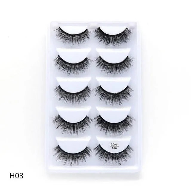 NEW 1/3/5 pairs Fake Mink Eyelashes 3D Natural False Eyelashes 3d Mink Lashes Soft Eyelash Extension Makeup Kit Cilios