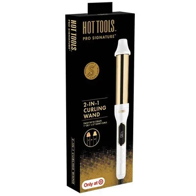 New - Hot Tools Pro Signature 2-in-1 Curling Wand - Gold - 1" or 1-1/2"