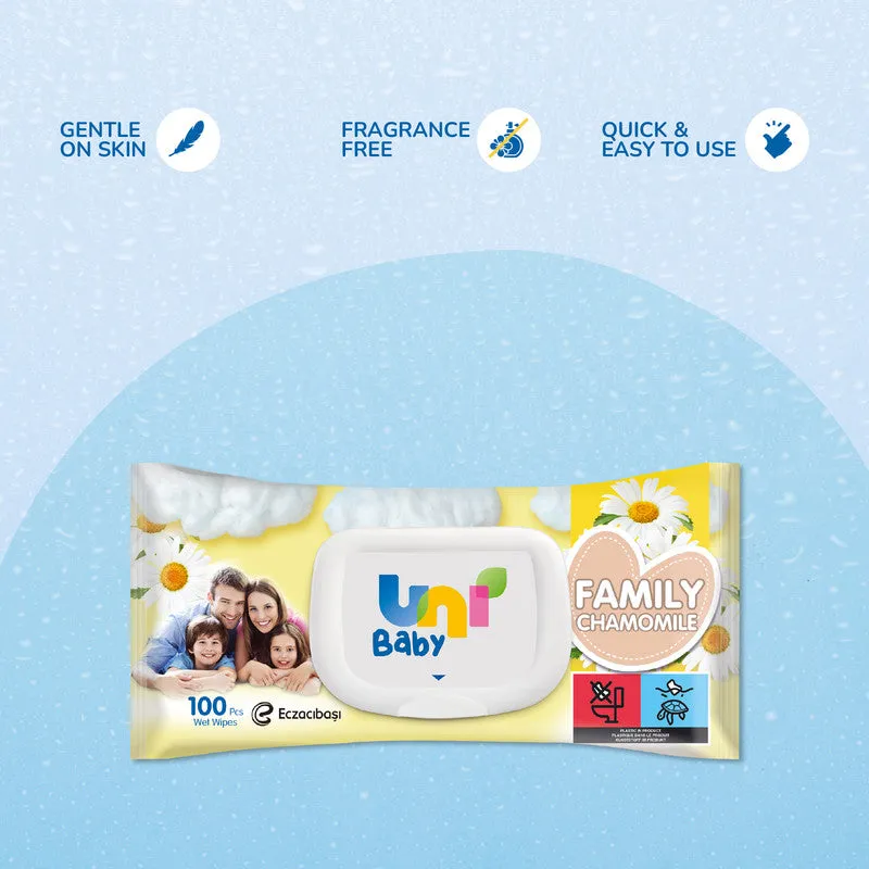 Uni Baby Family Wipes - Chamomile 100 pcs